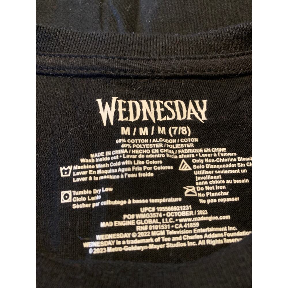 Wednesday Addams Tee Graphic Novelty Print Kids SZ  M - Picture 4 of 7
